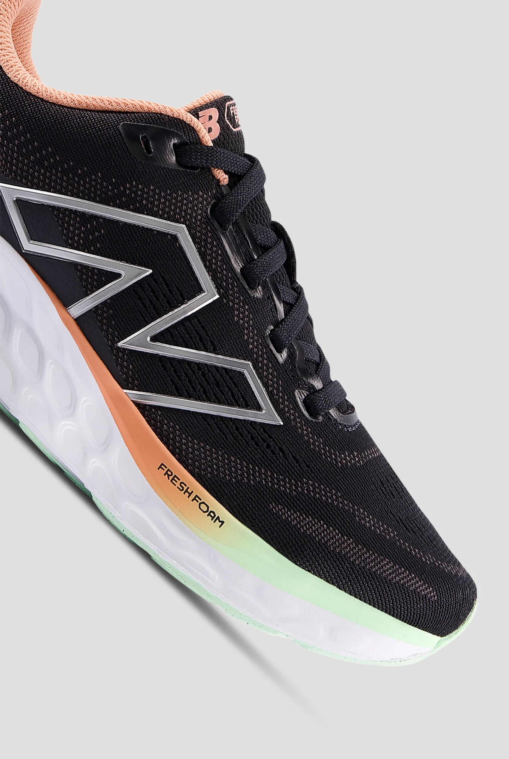 New Balance Women's Fresh Foam 680 Black/Peach Nectar Athletic Lace Up Shoes