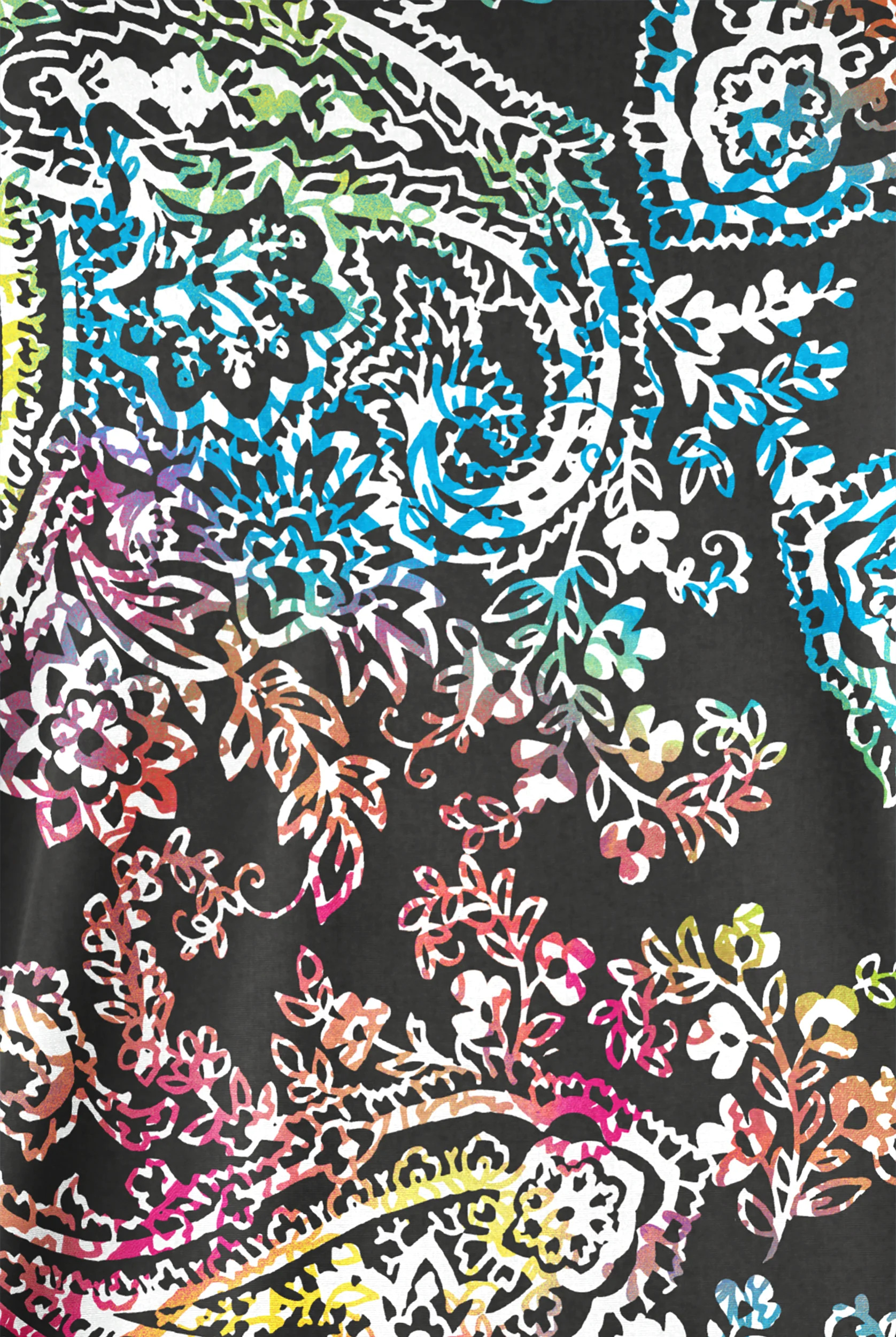 Butter-Soft Originals Exotic Paisley Black Women's 2-Pocket V-Neck Print Scrub Top