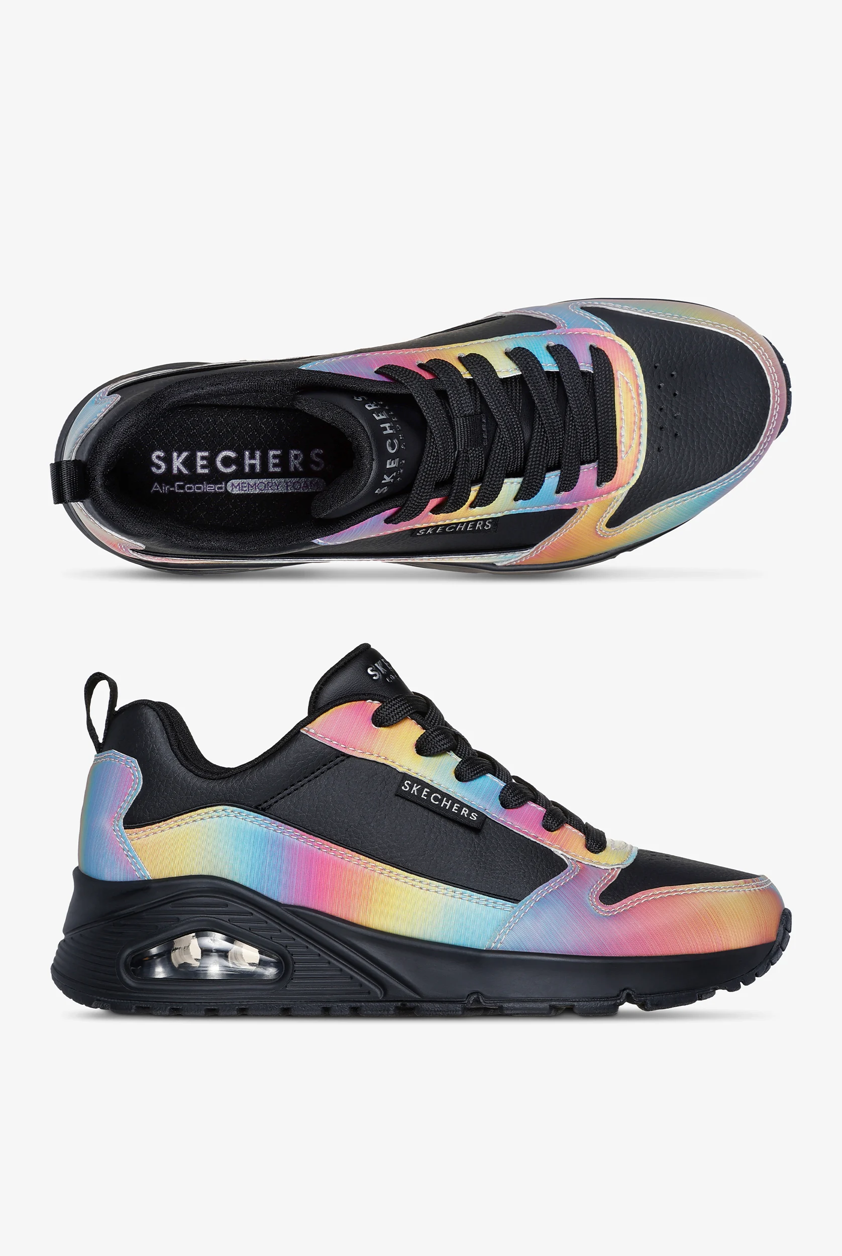 Skechers Street UNO - Opalescent Black Athletic Lace Up Shoes