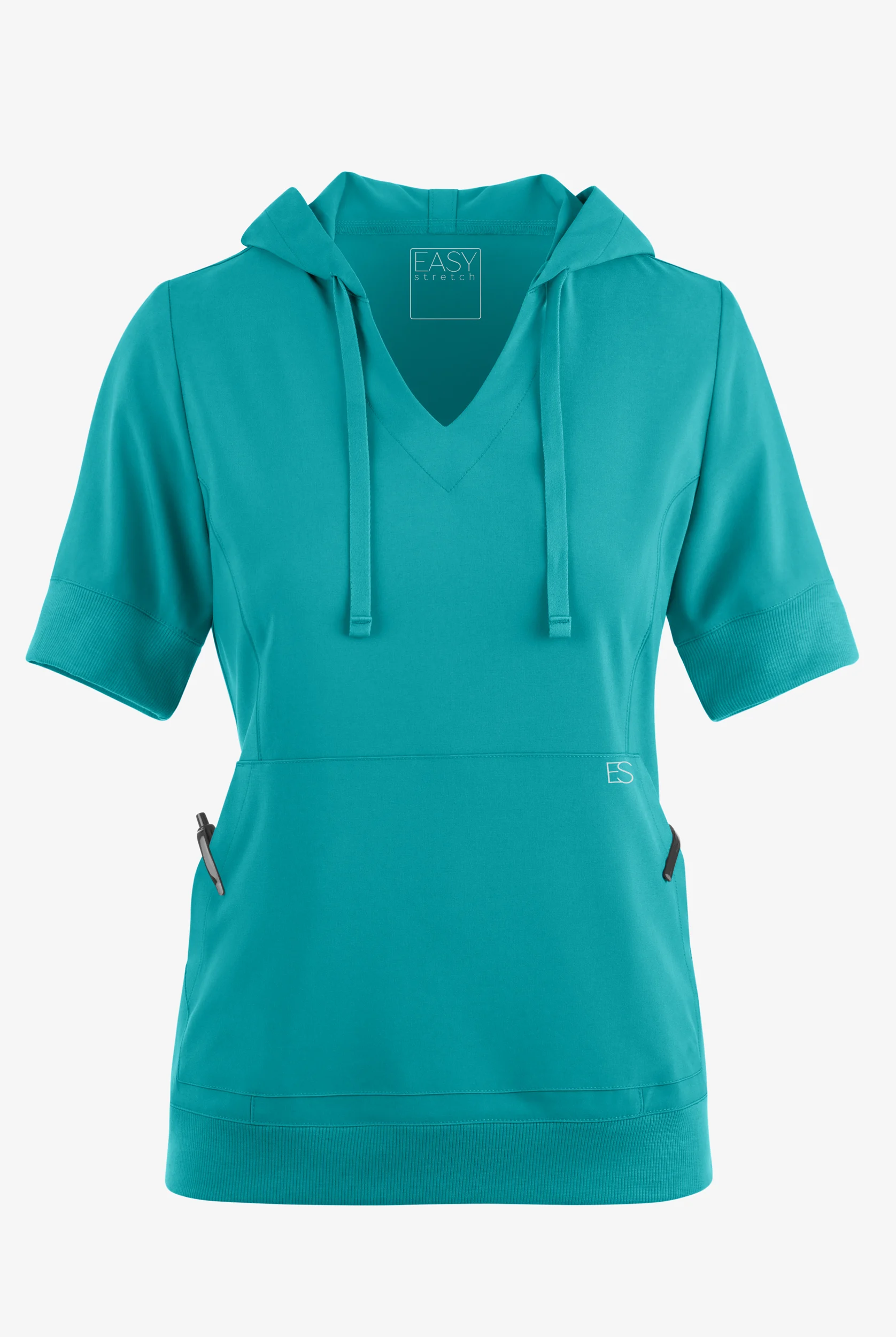 Easy STRETCH True Women's 3-Pocket Short Sleeve Pull-Over Scrub Hoodie