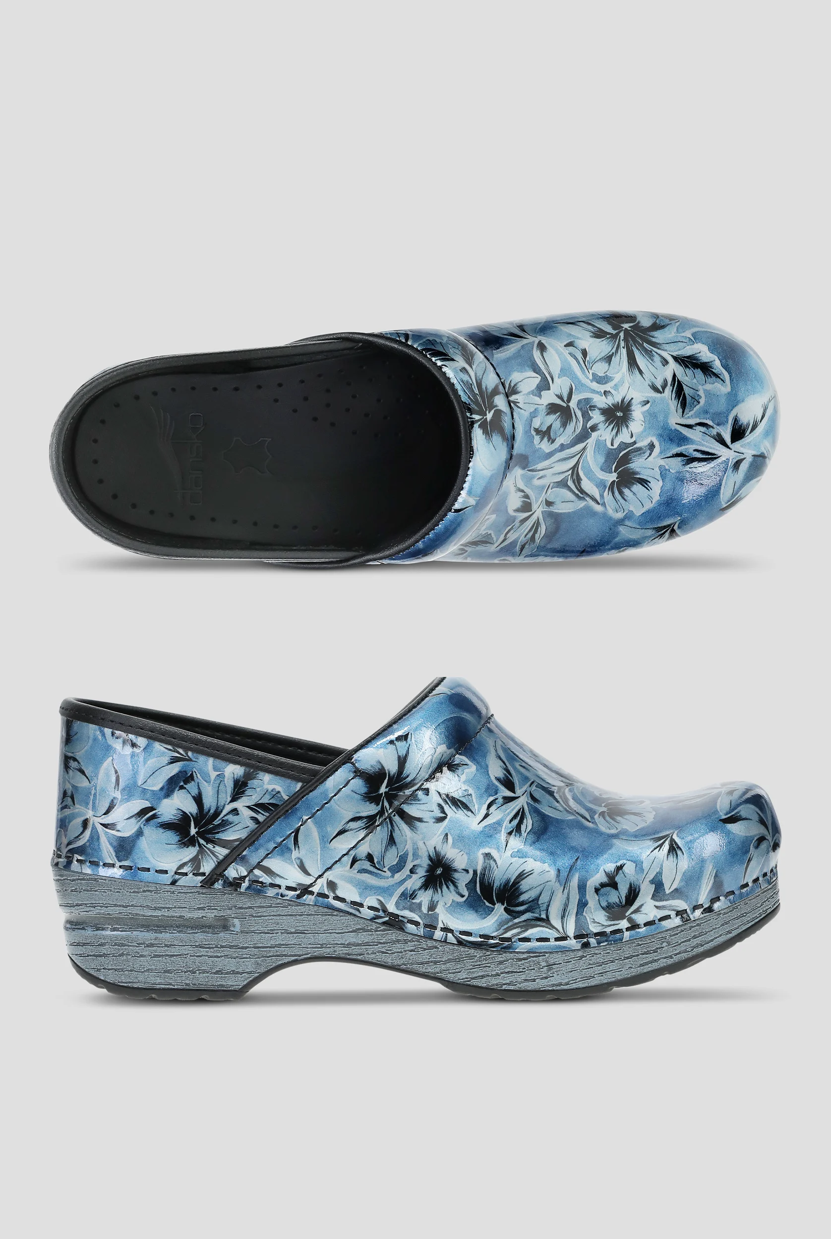 Dansko Women's Professional Blue Vine Patent Clog
