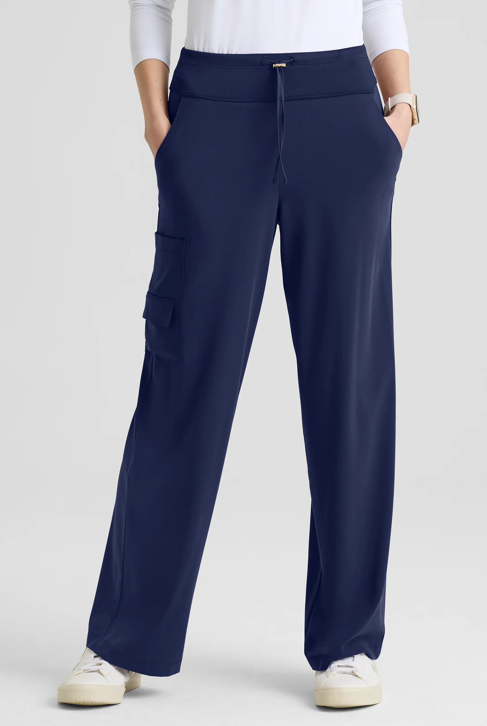 Grey's Anatomy by Barco Cultivate Aria Women's 6-Pocket STRETCH Drawstring Wide Leg Scrub Pants - Petite