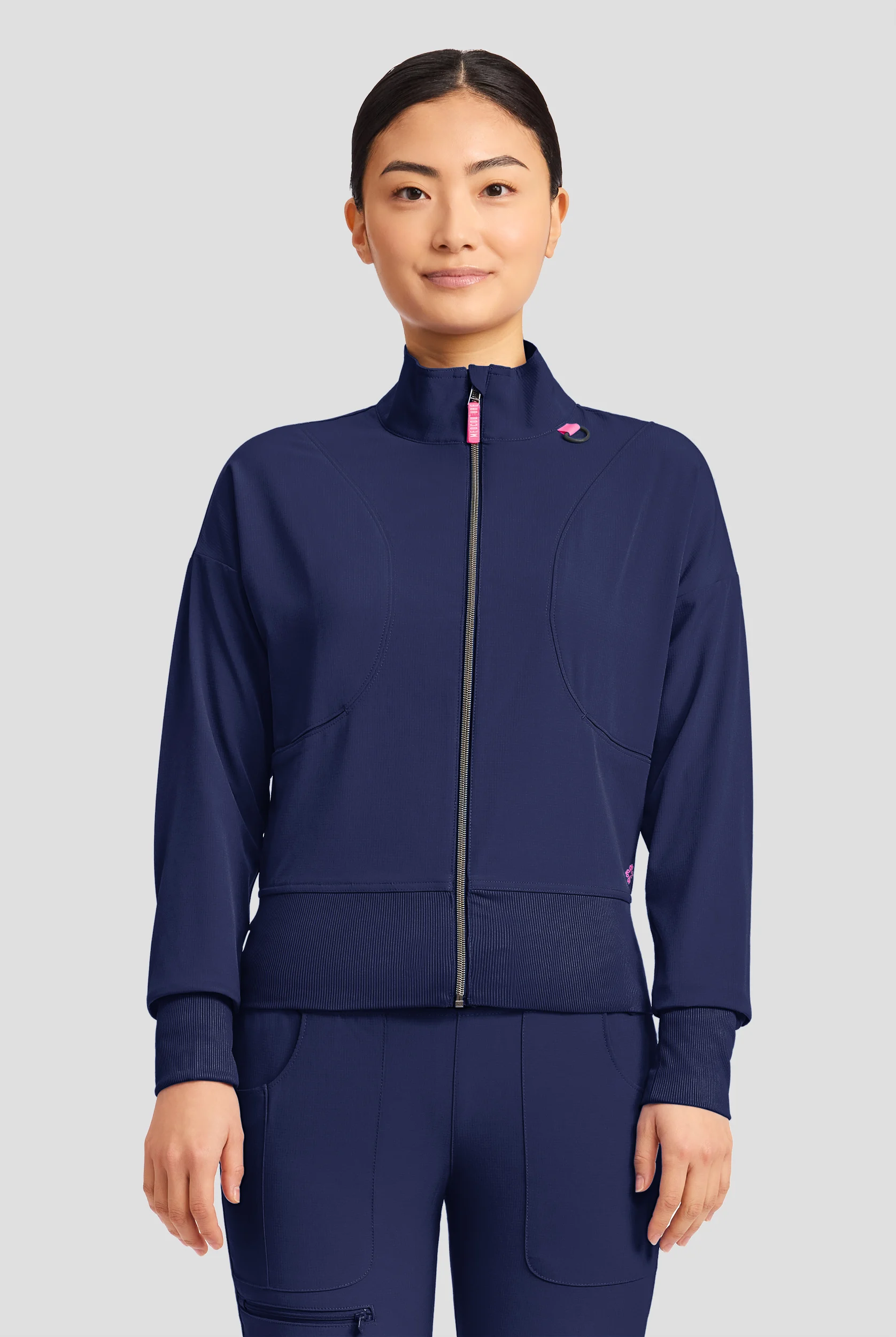 Med Couture Amp Women's 2-Pocket STRETCH Zip Front Warm Up Scrub Jacket
