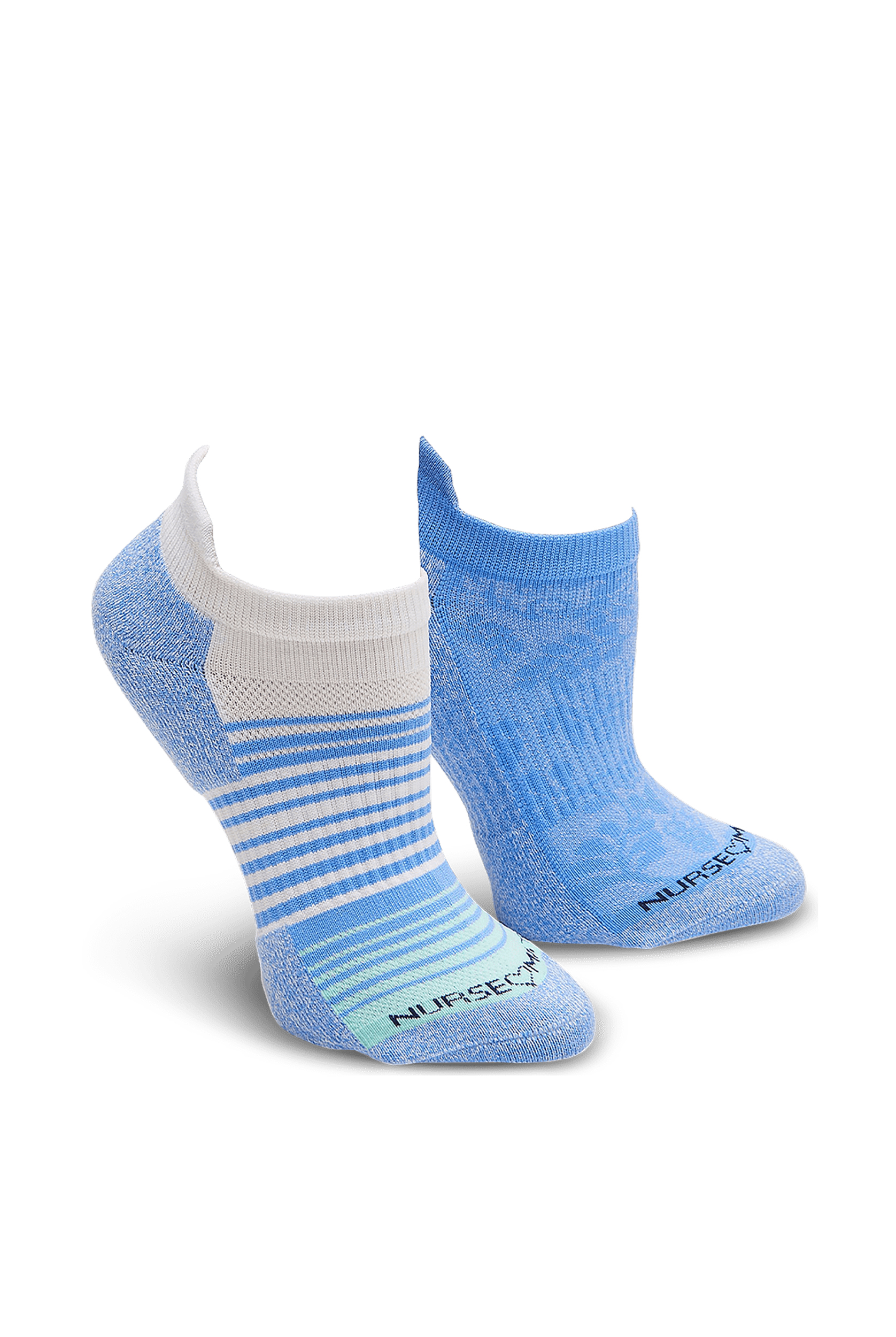 Nurse Mates Women's Compression Damask/Stripe Denim Anklet 2 pack Socks