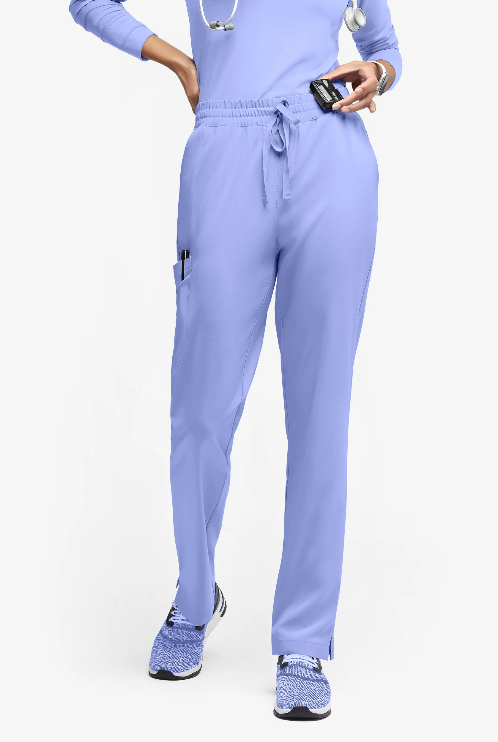 Easy STRETCH Naya Women&rsquo;s Natural Waist 6-Pocket Straight Leg Scrub Pants - Petite