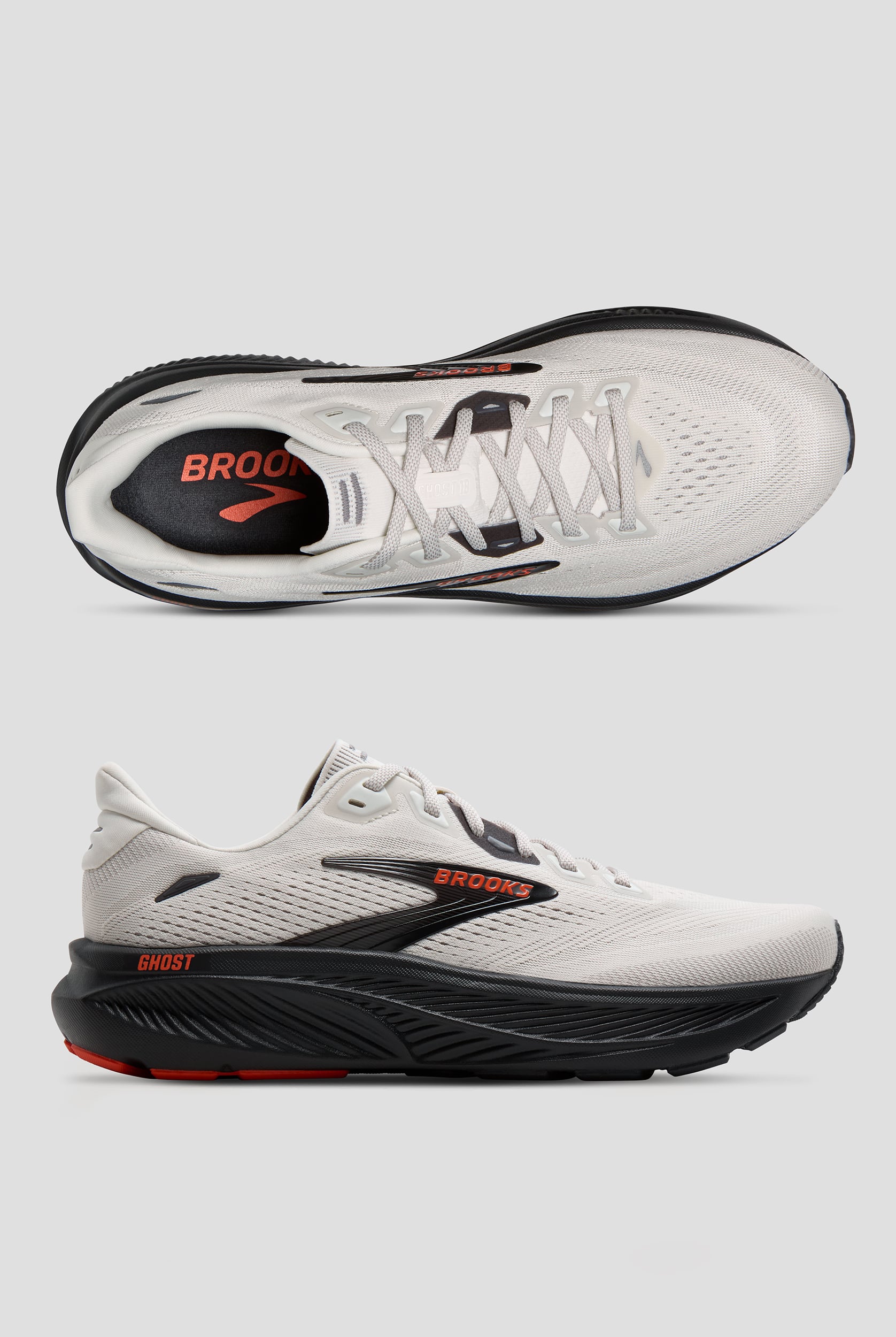 Brooks Men's Ghost 18 Coconut/Pearl/Tigerlily Athletic Lace Up Shoes