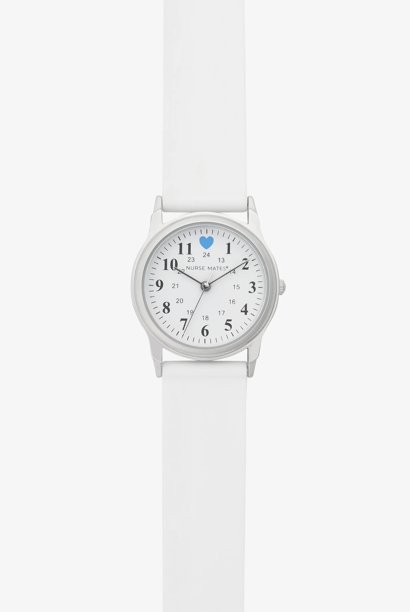 Nurse Mates Blue Heart White Unisex Student Silicone Strap Watch