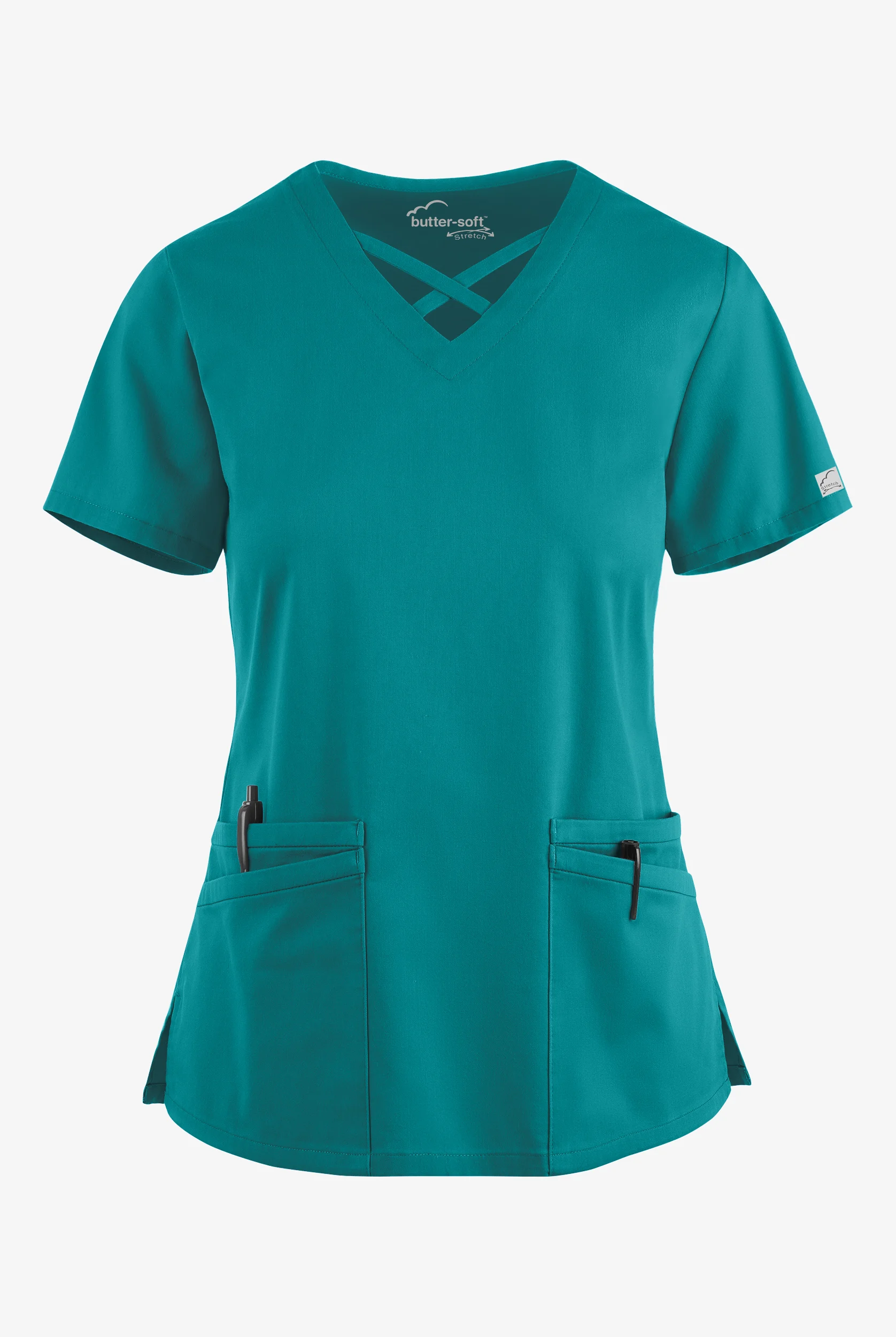 Butter-Soft STRETCH Women's 4-Pocket Crisscross Scrub Top
