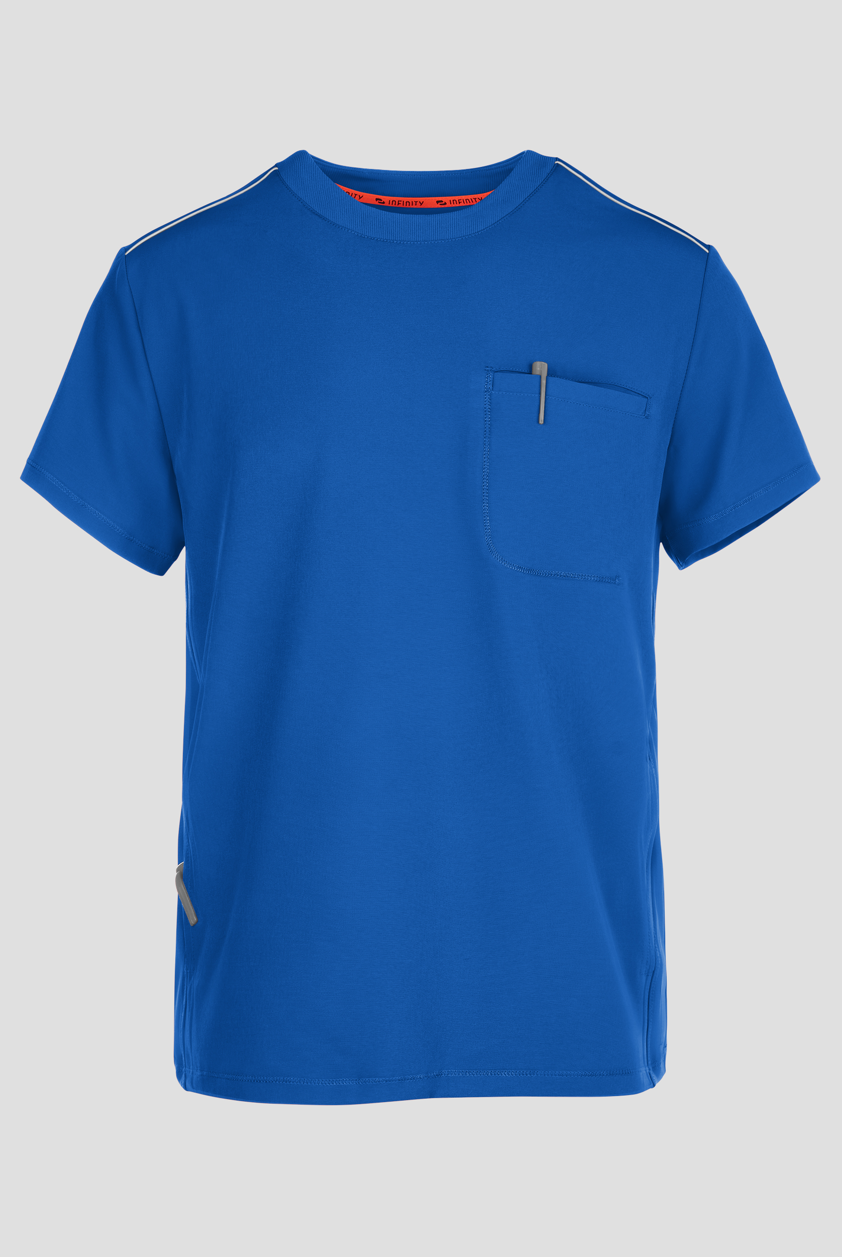 Infinity GNR8 Men's 3-Pocket STRETCH Rib-Knit Crew Neck Scrub Top