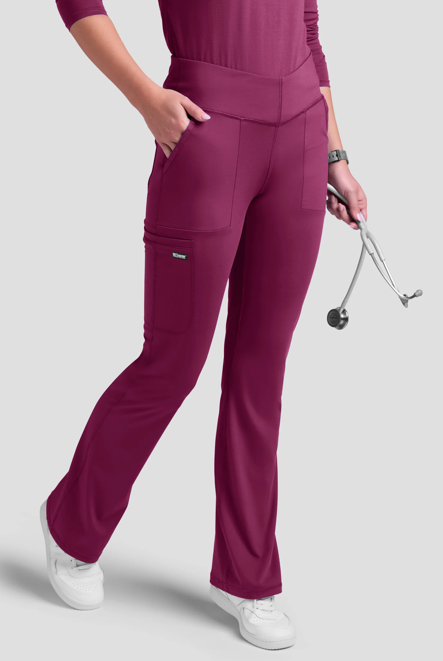 Pantal&oacute;n m&eacute;dico Grey's Anatomy by Barco Spandex Knit Swift STRETCH estilo cargo con piernas acampanadas y 5 bolsillos para mujer