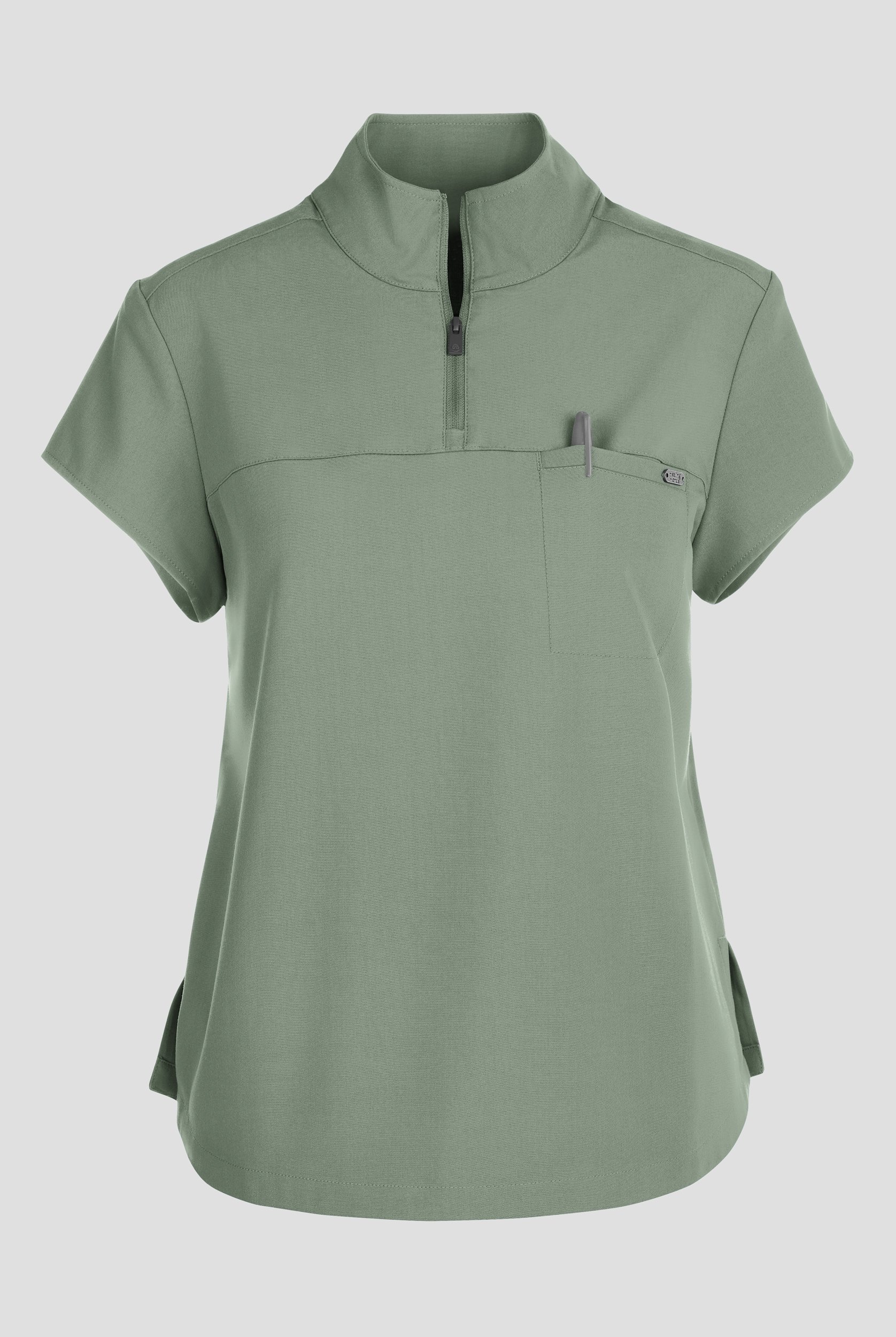 Healing Hands Quest Women's 1-Pocket STRETCH Tuck In Half Zip Collar Scrub Top