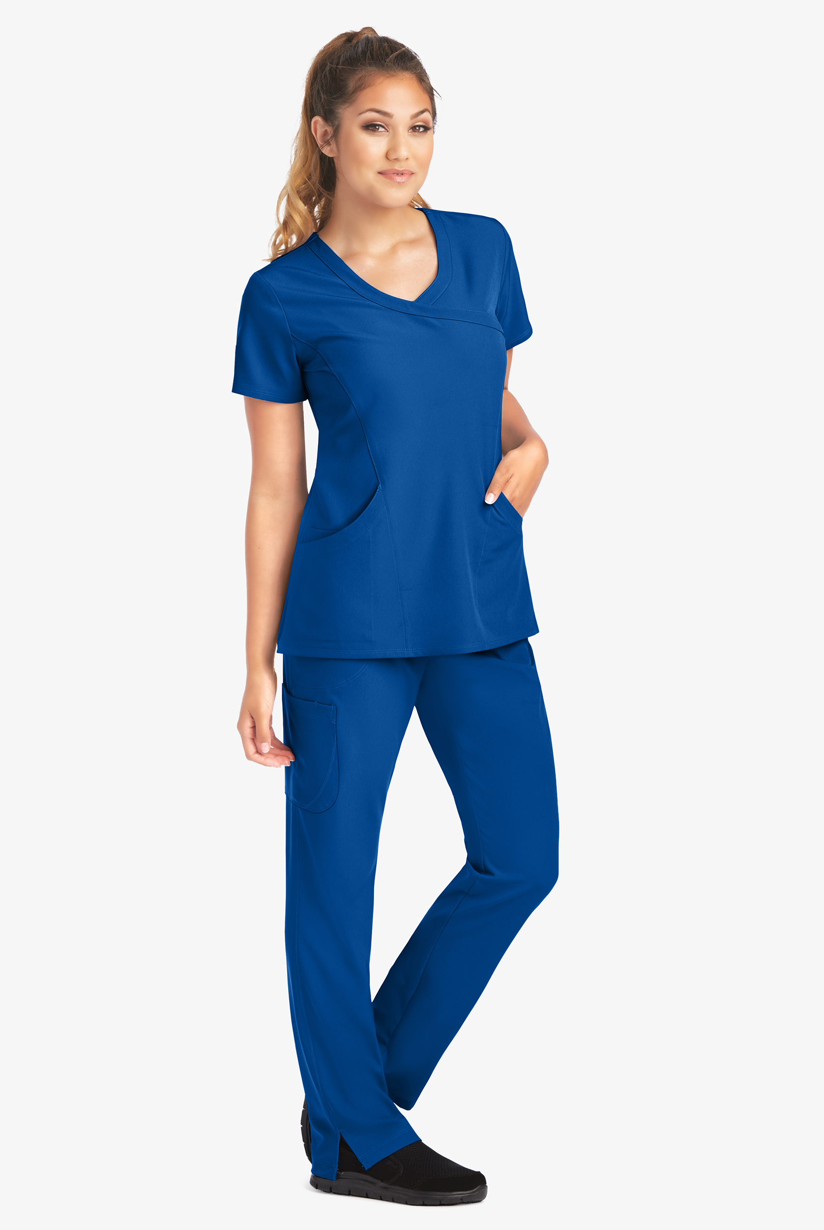 Skechers by Barco Reliance Women's 3-Pocket STRETCH Mock Wrap Scrub Top