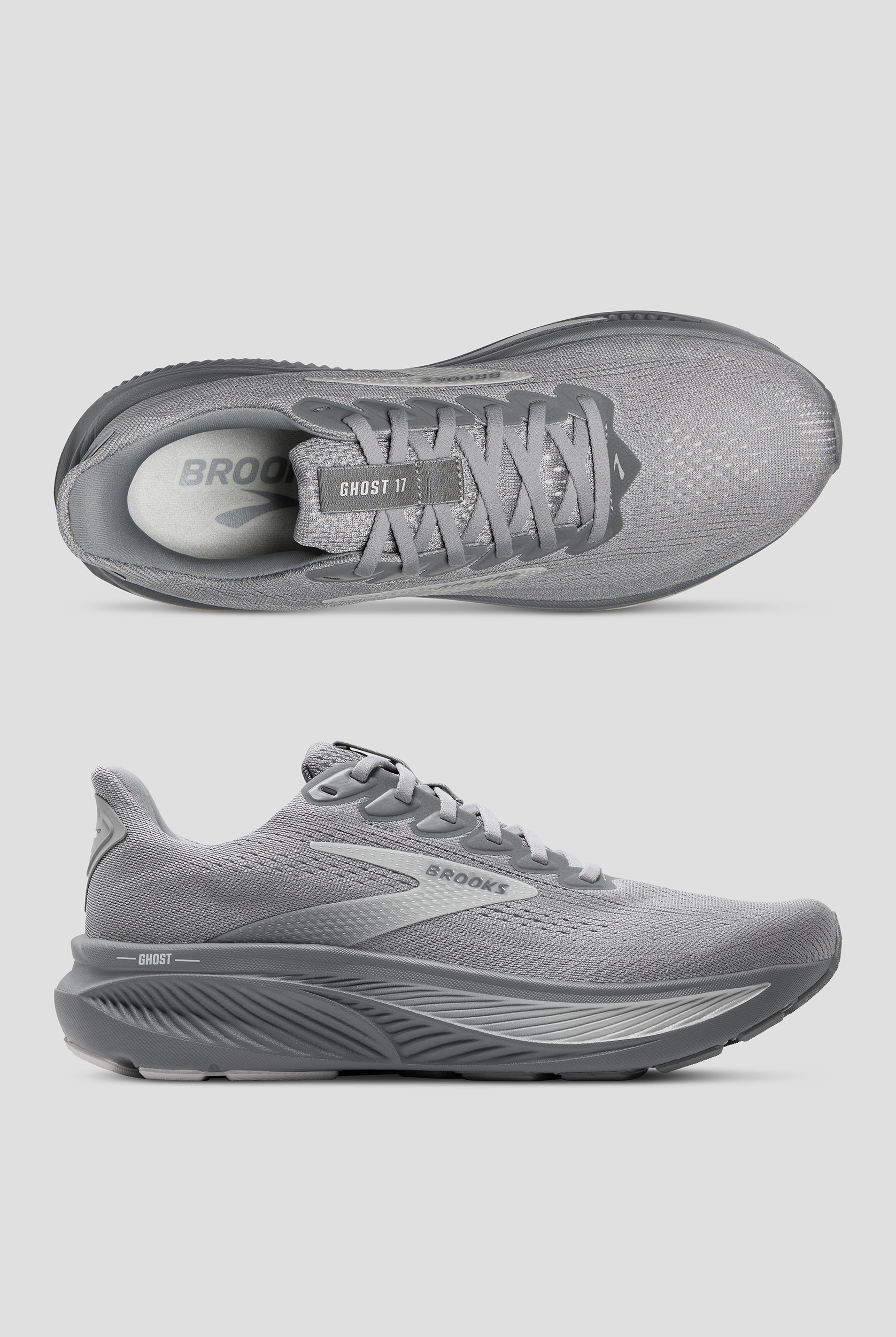 Zapatillas deportivas de enfermería Brooks Ghost 17 Primer Gray/Oyster Mushroom con cordones para hombre
