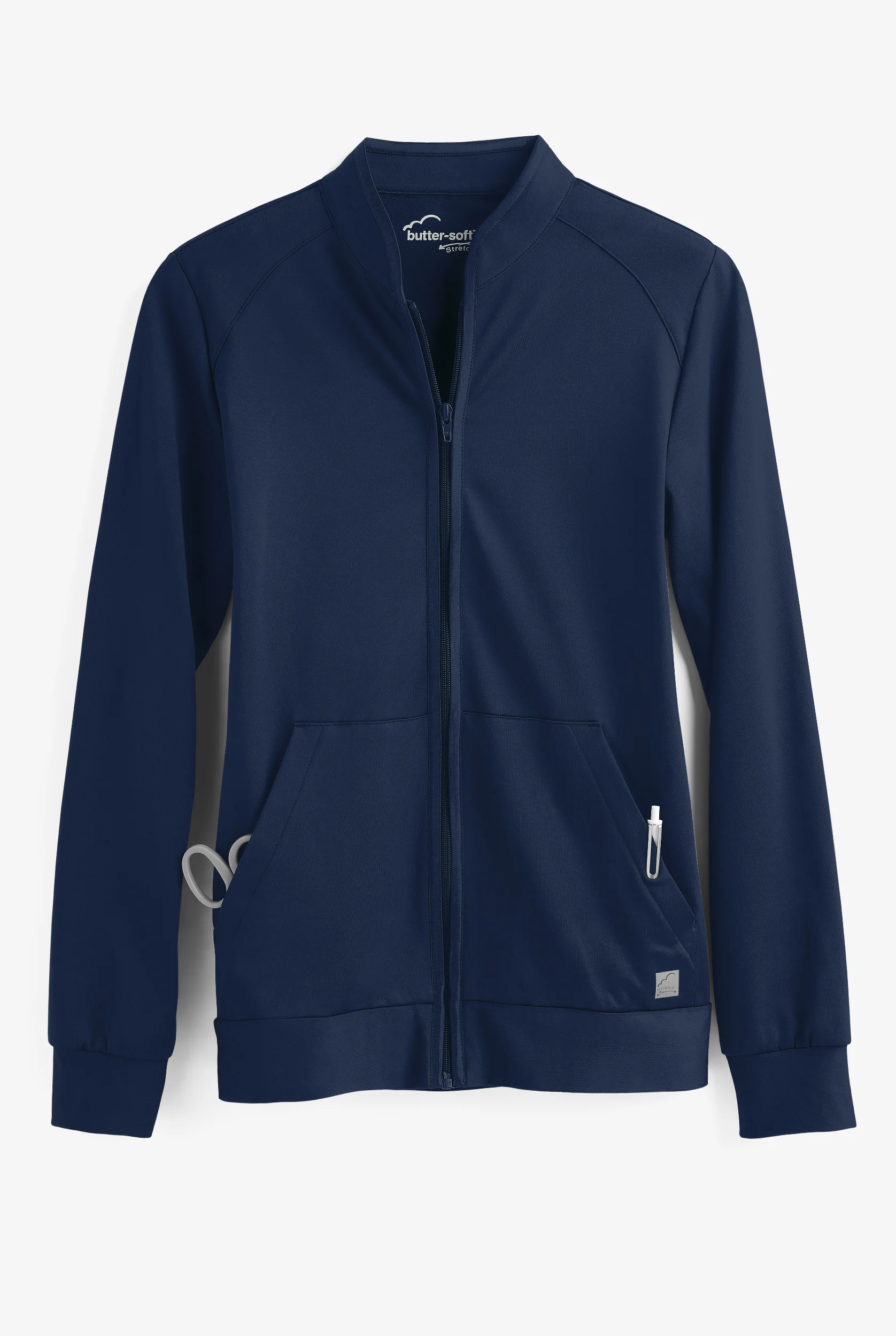 Butter-Soft STRETCH Women's 2-Pocket Technical Knit Zip Front Scrub Jacket