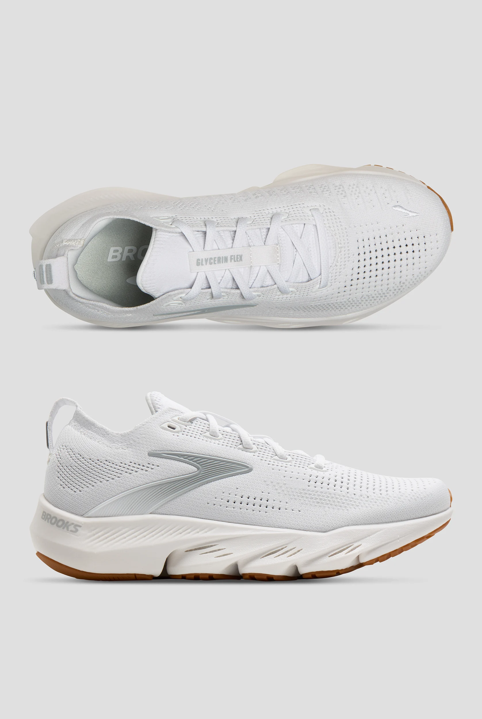 Zapatillas deportivas de enfermer&iacute;a Brooks Glycerin Flex White/Black/Biscuit con cordones para mujer