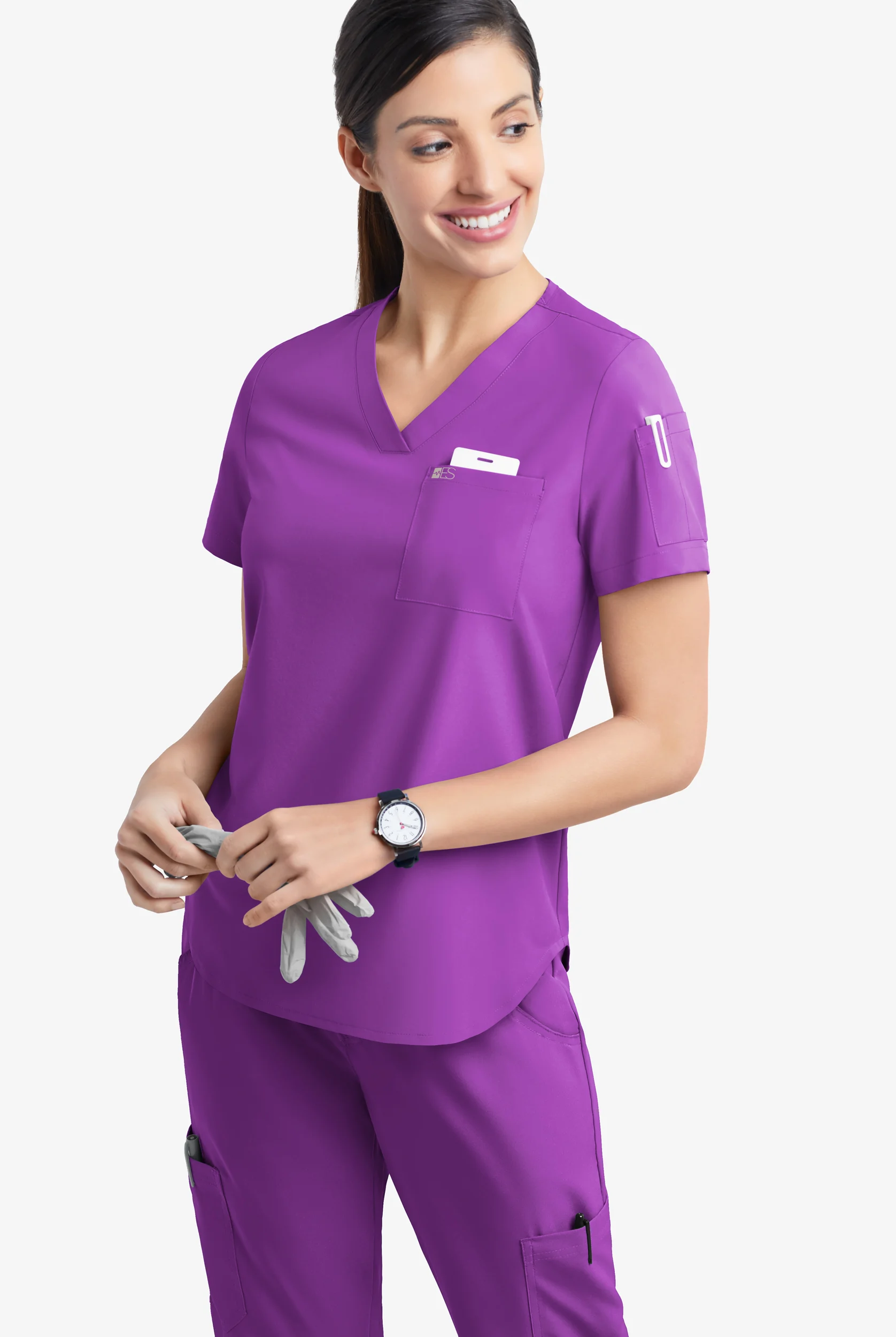 Easy STRETCH Chloe Women's 3-Pocket V-Neck Tuck-In Scrub Top