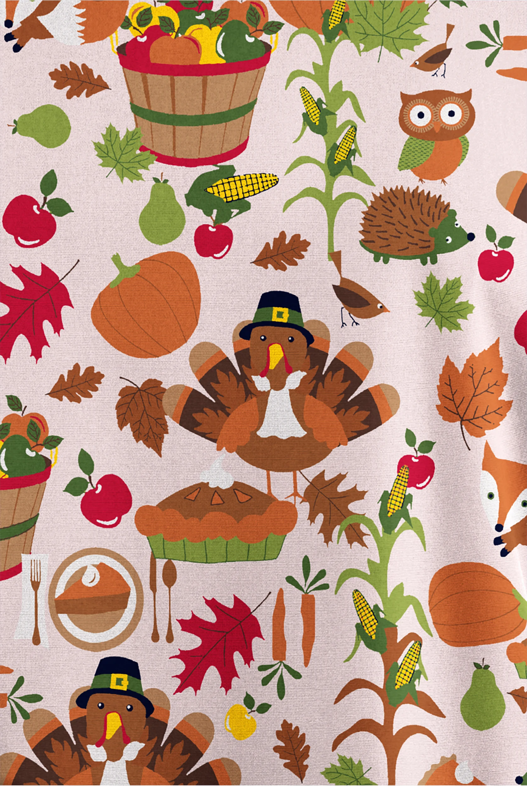 Butter-Soft Originals Farmhouse Thanksgiving Cream Women's 4-Pocket Rounded V-Neck Print Scrub Top