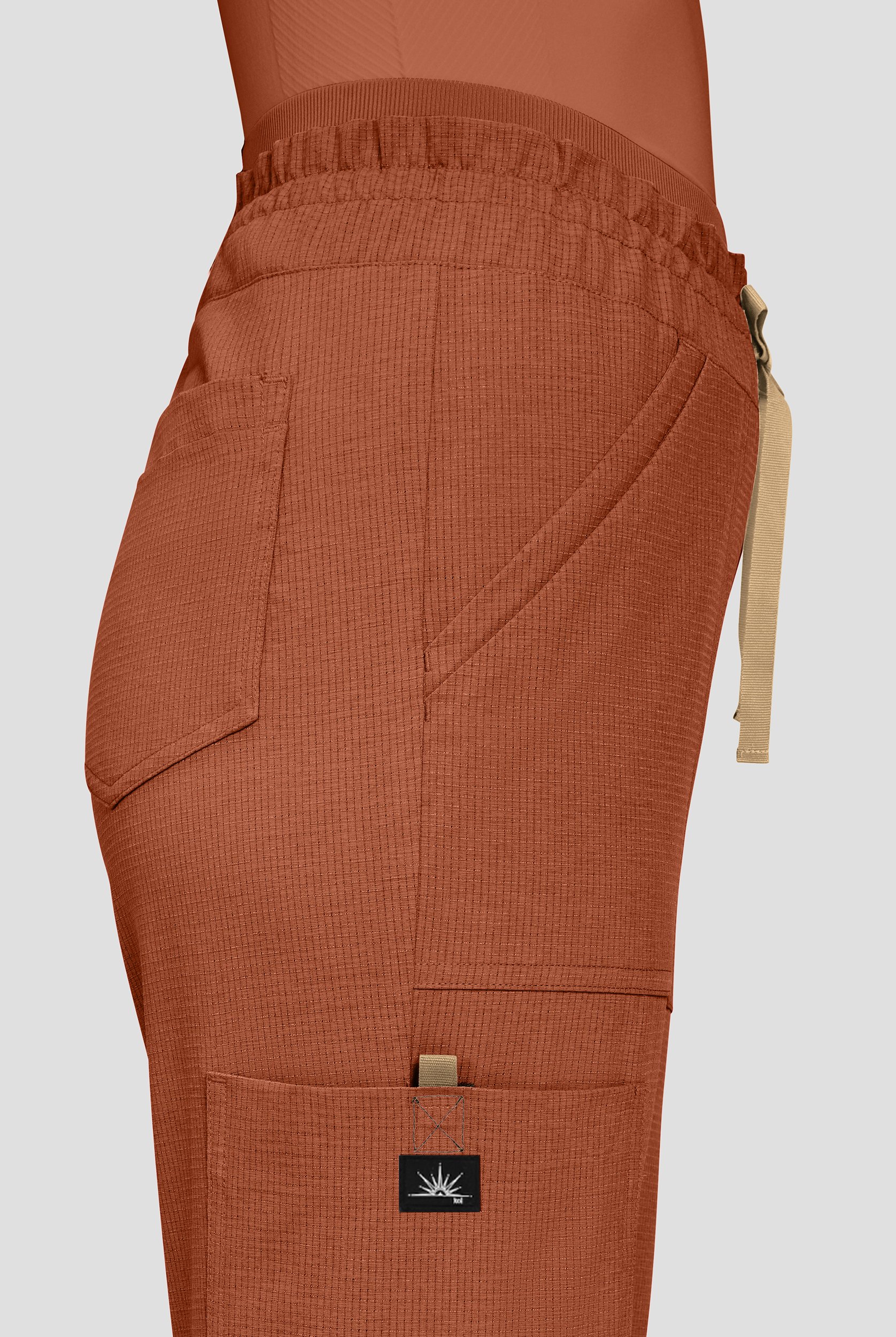 koi Solis Freda Women's 8-Pocket STRETCH Rib-Knit Double Waist Straight Leg Cargo Scrub Pant