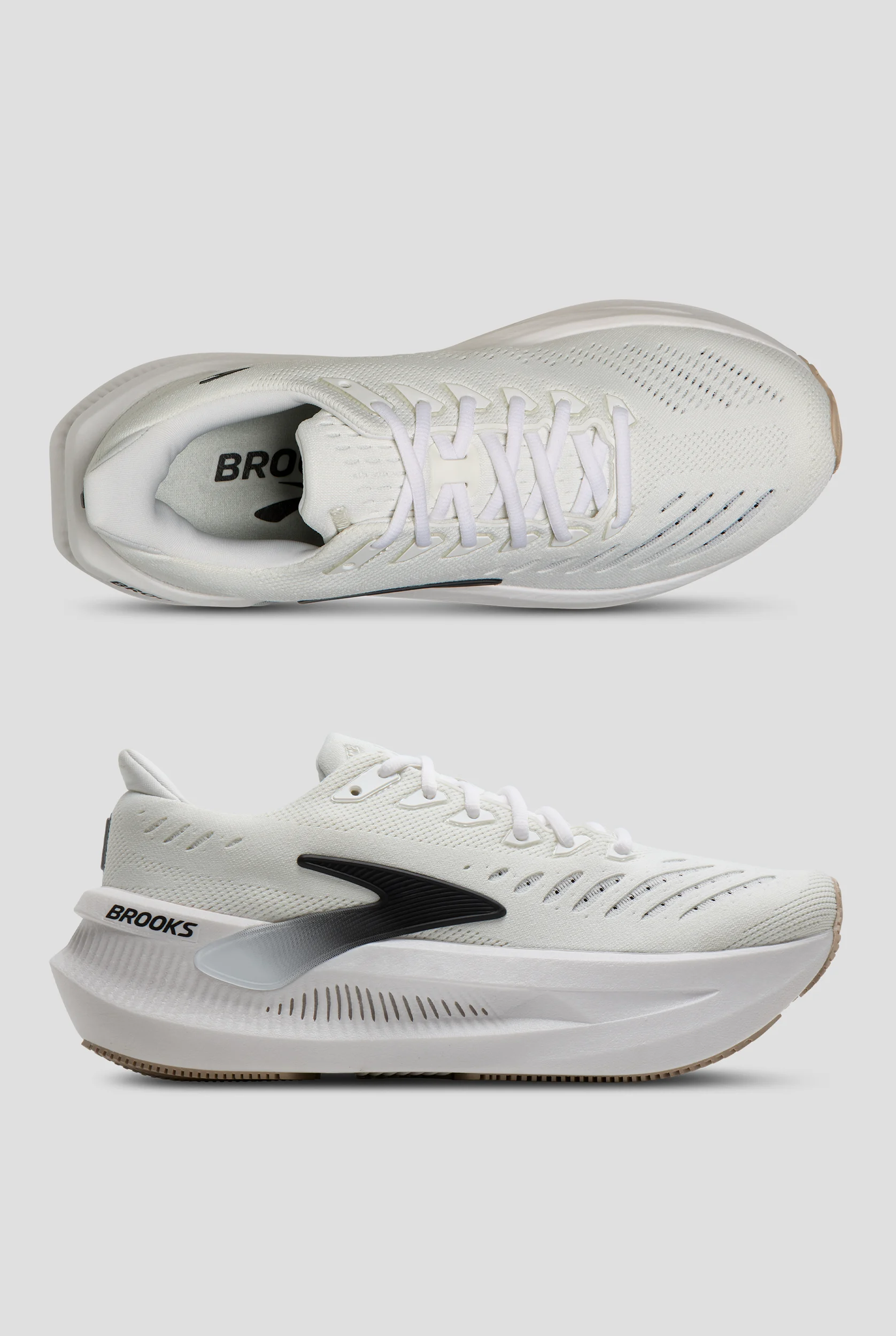 Brooks Women's Glycerin Max 2 White/Black/Chateau Gray Athletic Lace Up Shoes