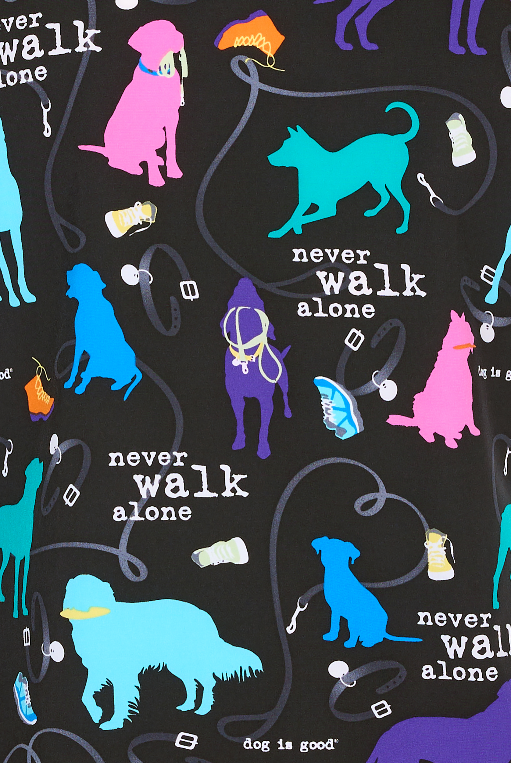 Tooniforms Dog Is Good Walking Buddy Women's 2-Pocket STRETCH V-Neck Print Scrub Top