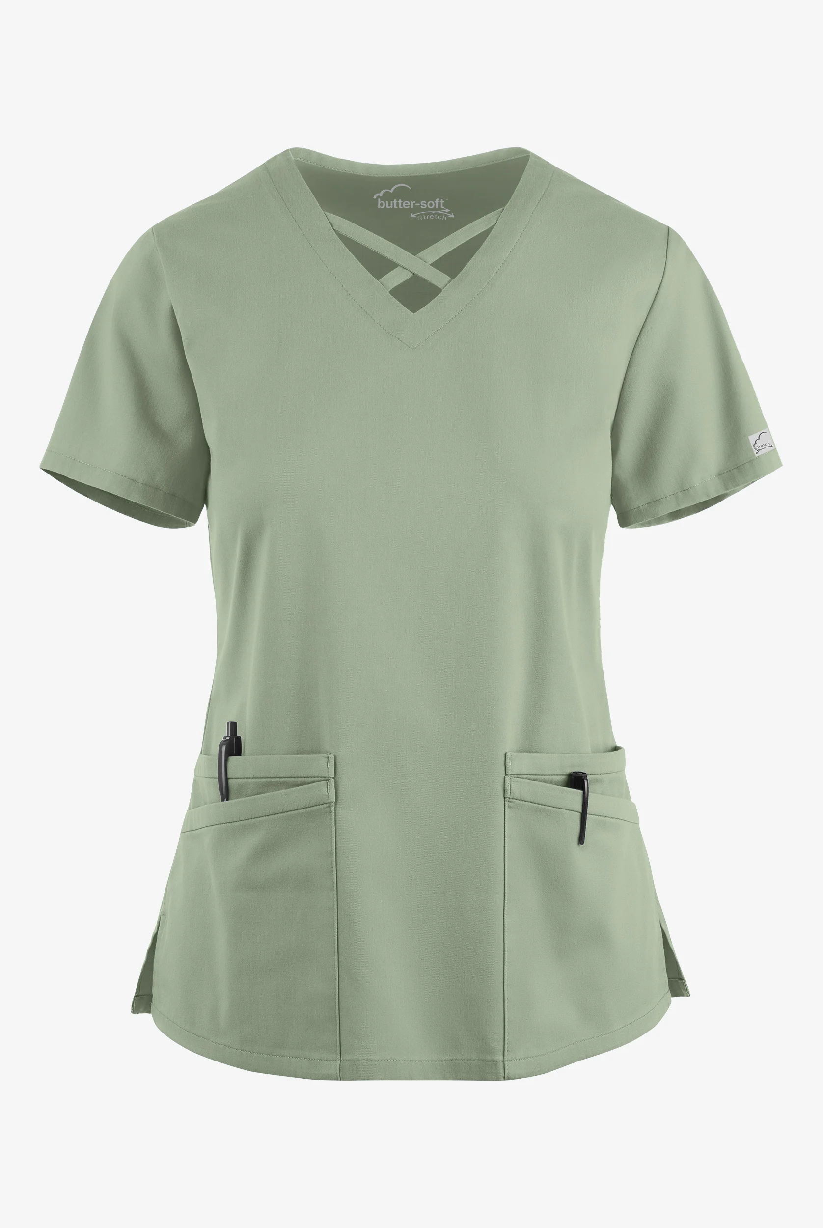 Butter-Soft STRETCH Women's 4-Pocket Crisscross Scrub Top