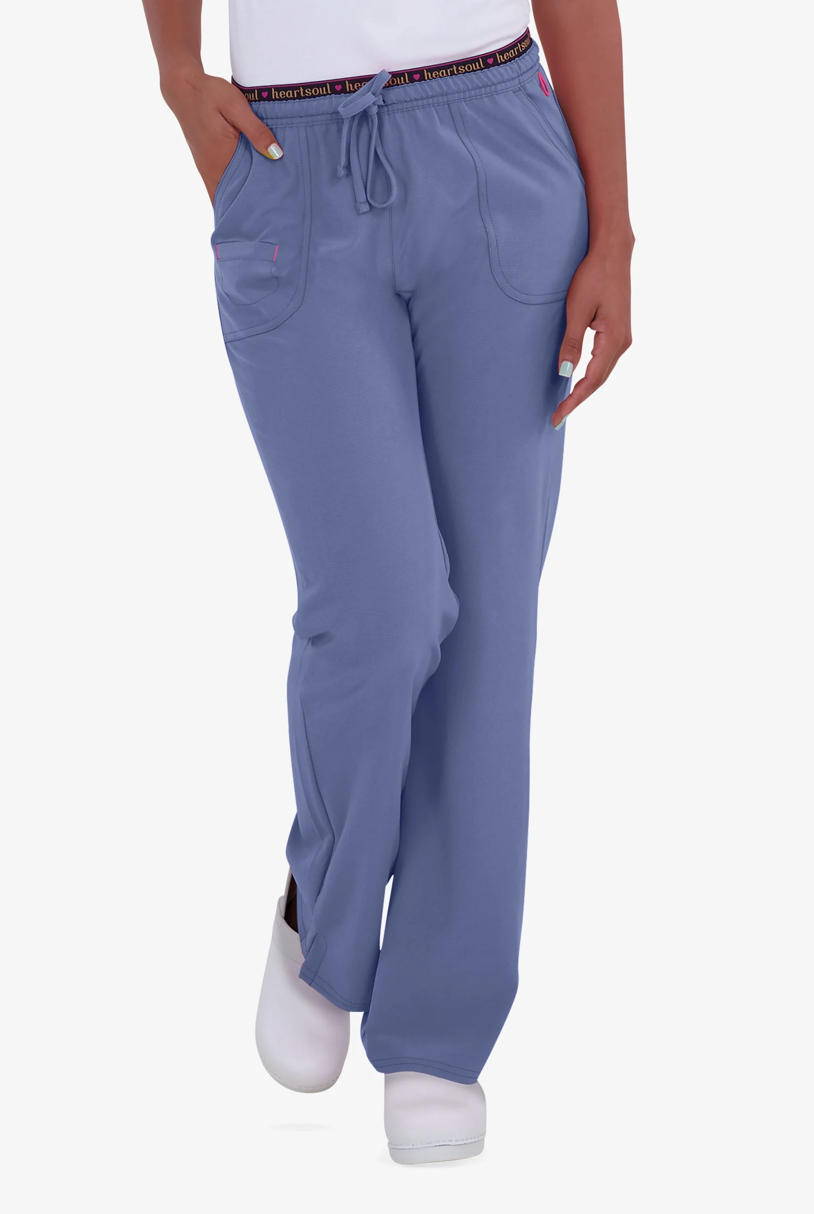 heartsoul Break On Through Heart Breaker Women's 4-Pocket STRETCH Logo Elastic Scrub Pants