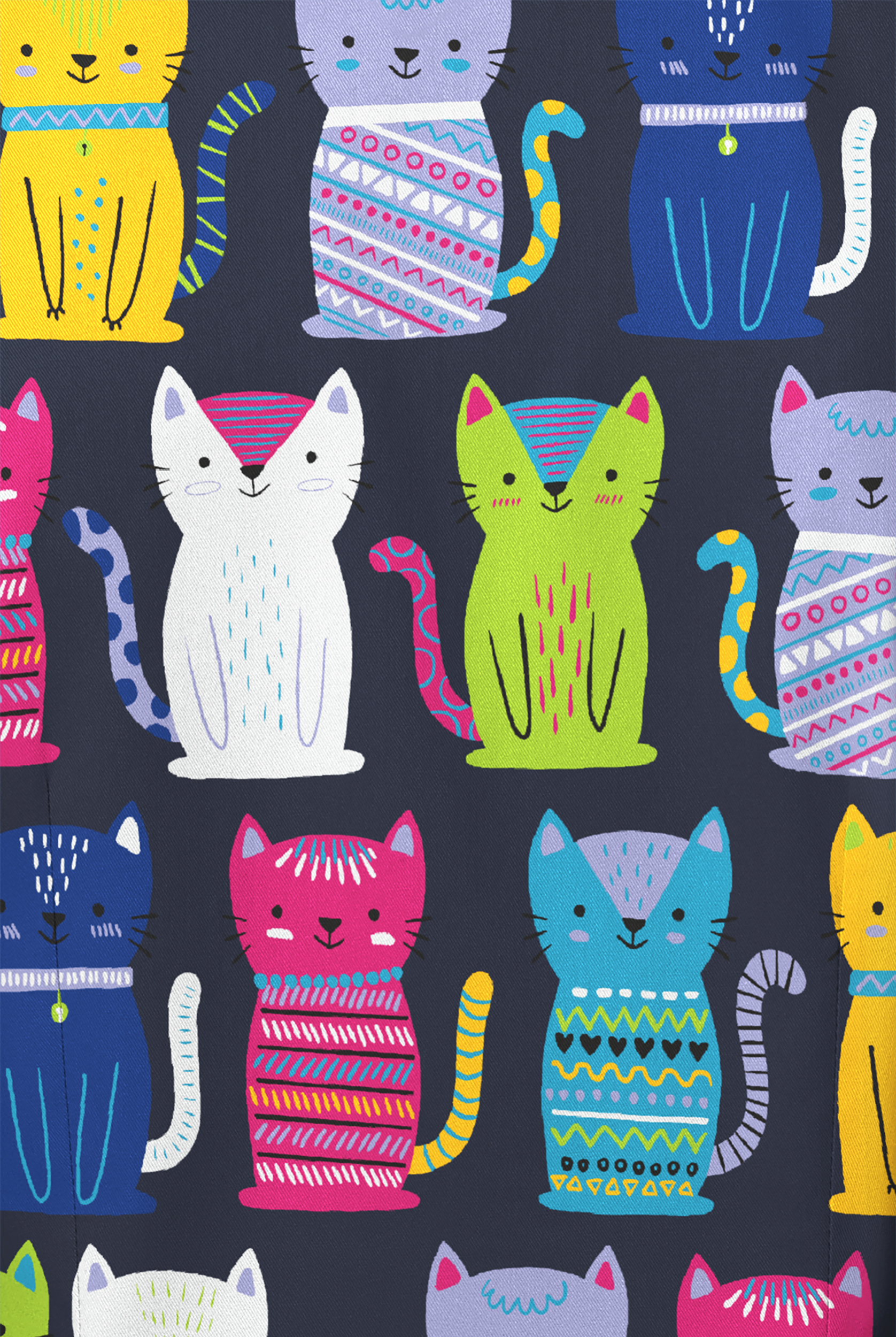 Chaqueta médica estampada Butter-soft STRETCH Just Purr-Fect Navy con botones a presión y 3 bolsillos para mujer