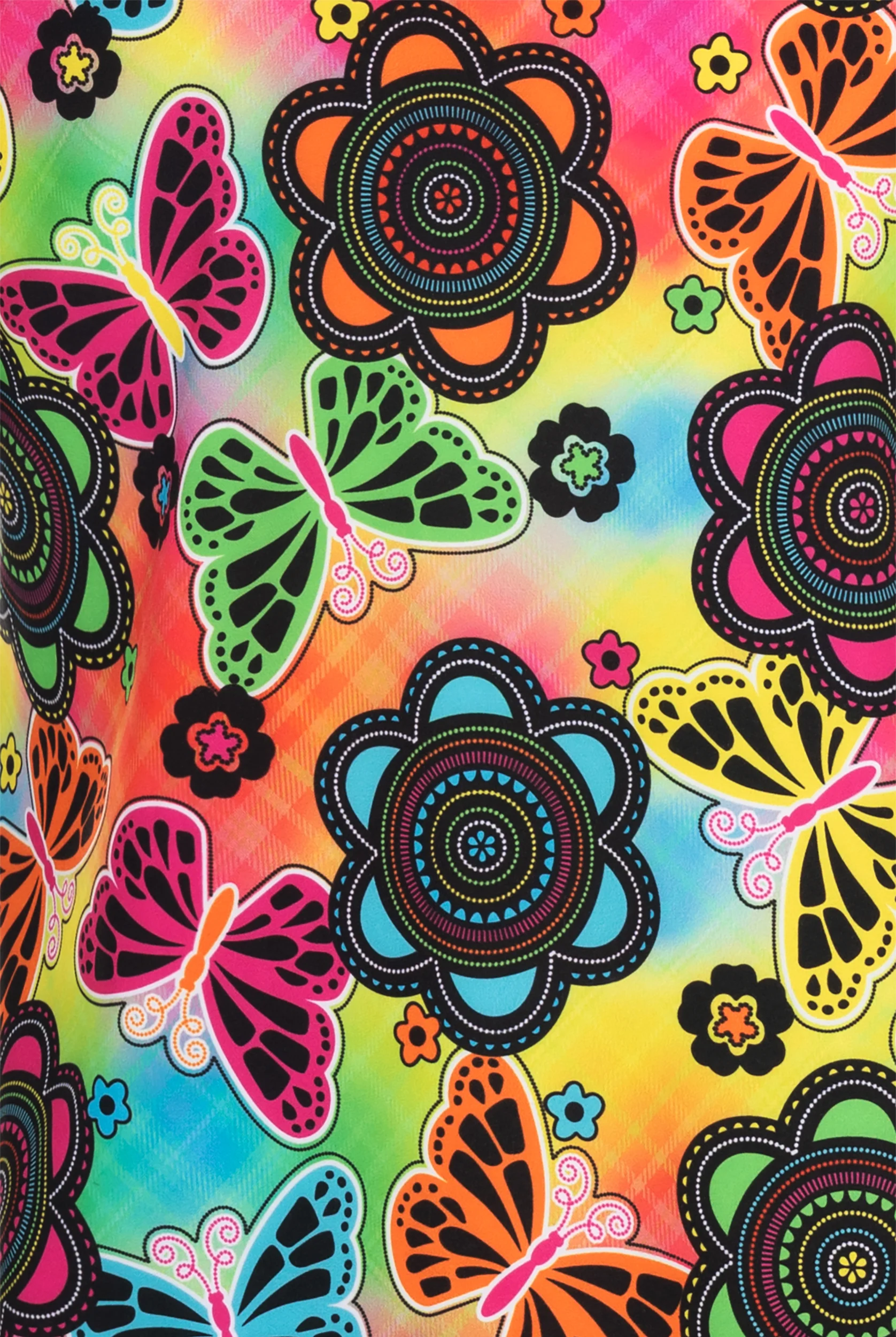 Zavate Ava Therese Butterfly Bloom Women's 2-Pocket STRETCH V-Neck Print Scrub Top