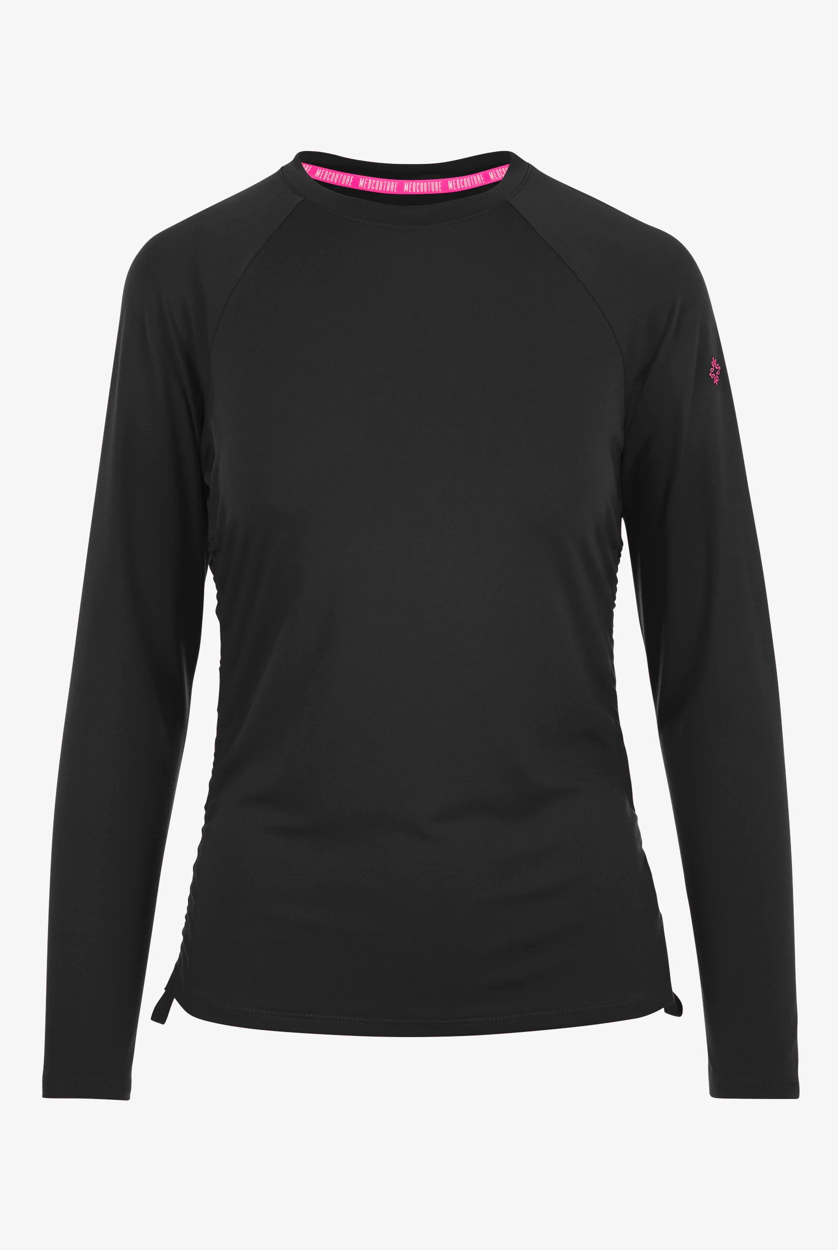 Med Couture Layers Women's STRETCH Ruched Long Sleeve Round Neck Knit Underscrub
