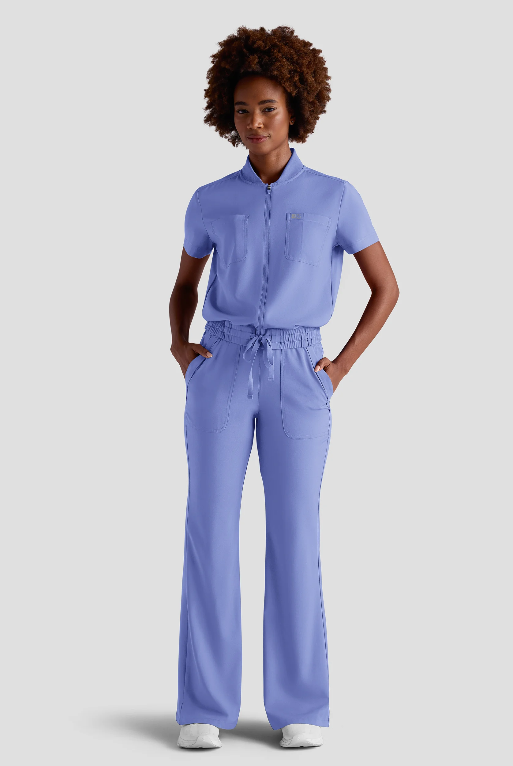 Easy STRETCH Nika Women's Zip Front Scrub Top&ndash; 2-Piece Jumpsuit Top