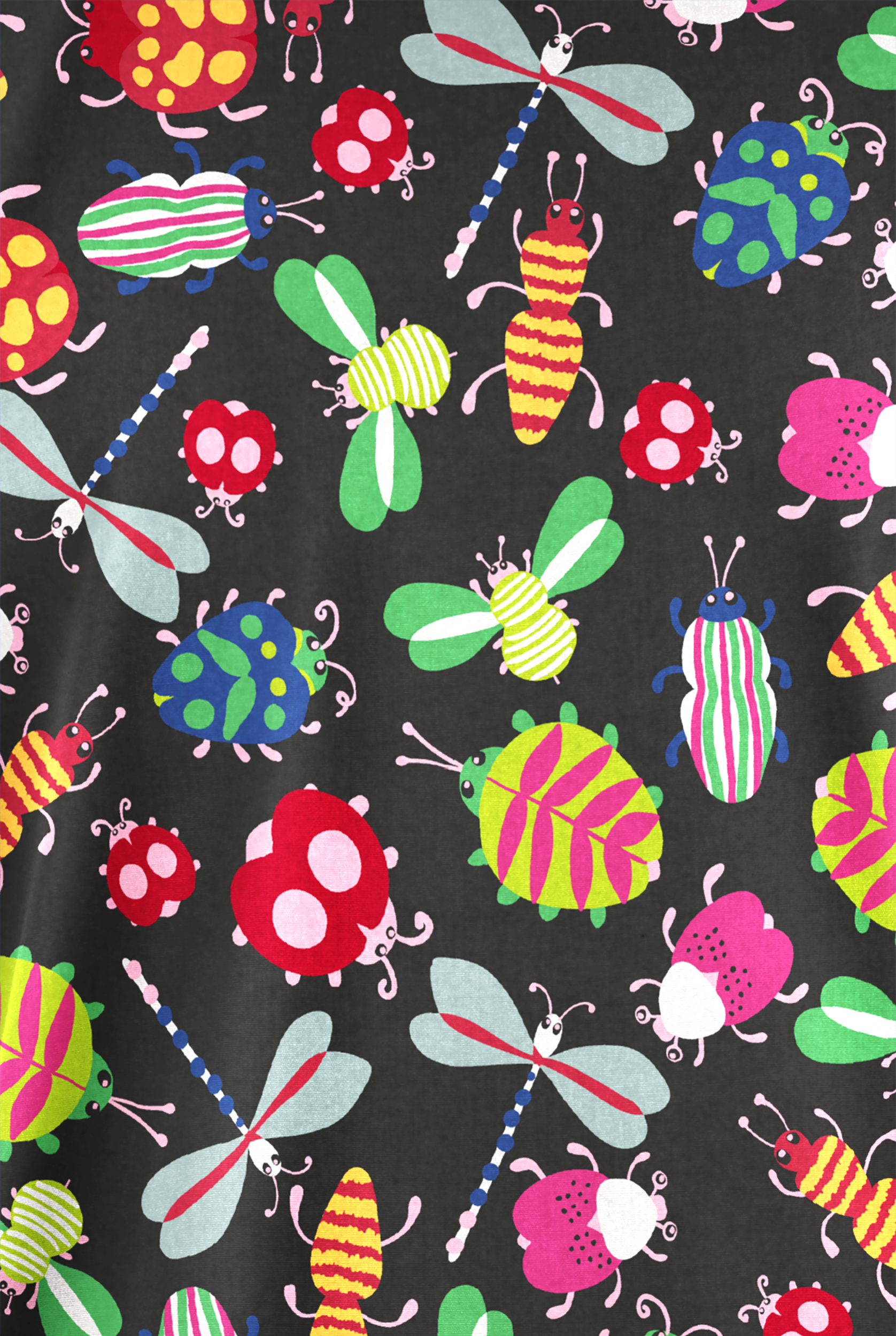 Butter-Soft Originals Happy Bugs Black Women's 2-Pocket V-Neck Print Scrub Top