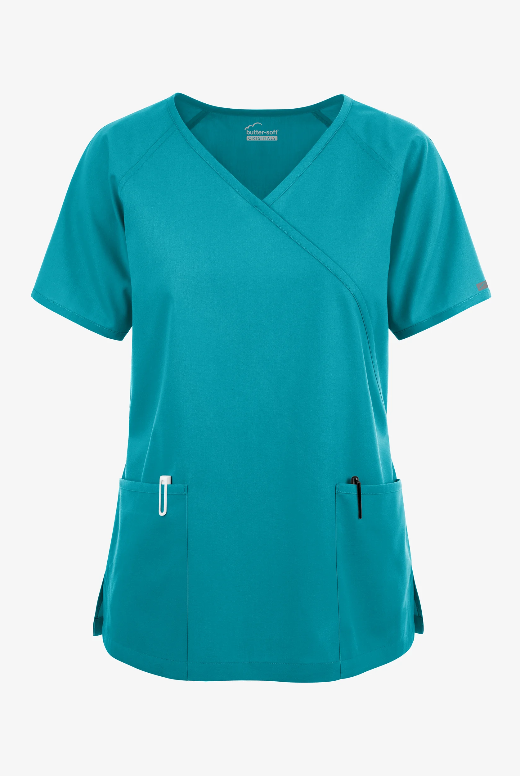 Butter-Soft Originals Women's 3-Pocket Mock Wrap Scrub Top