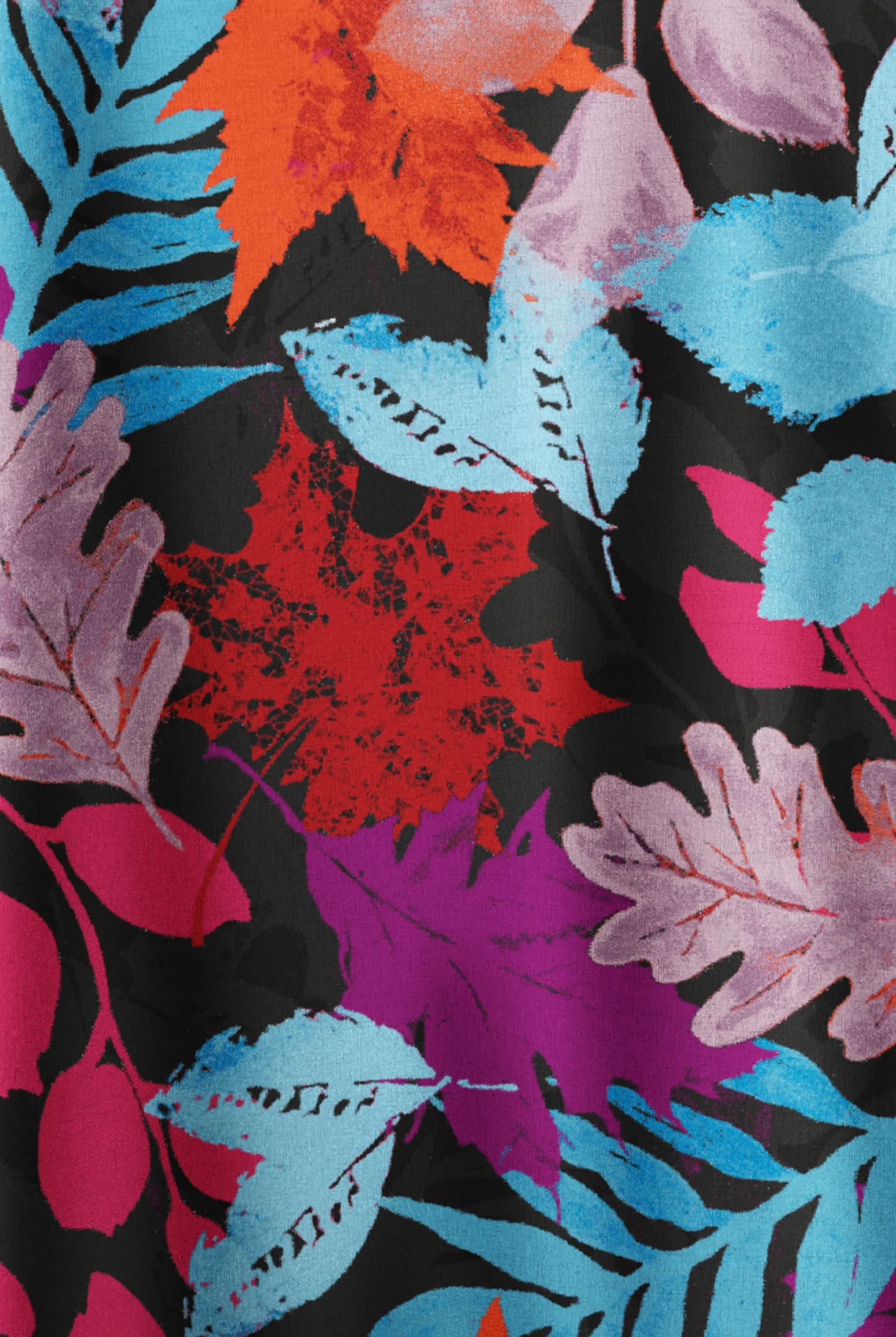 Blusa m&eacute;dica estampada Butter-Soft STRETCH Rustling Leaves de corte holgado (oversize) con mangas dolm&aacute;n y 2 bolsillos para mujer