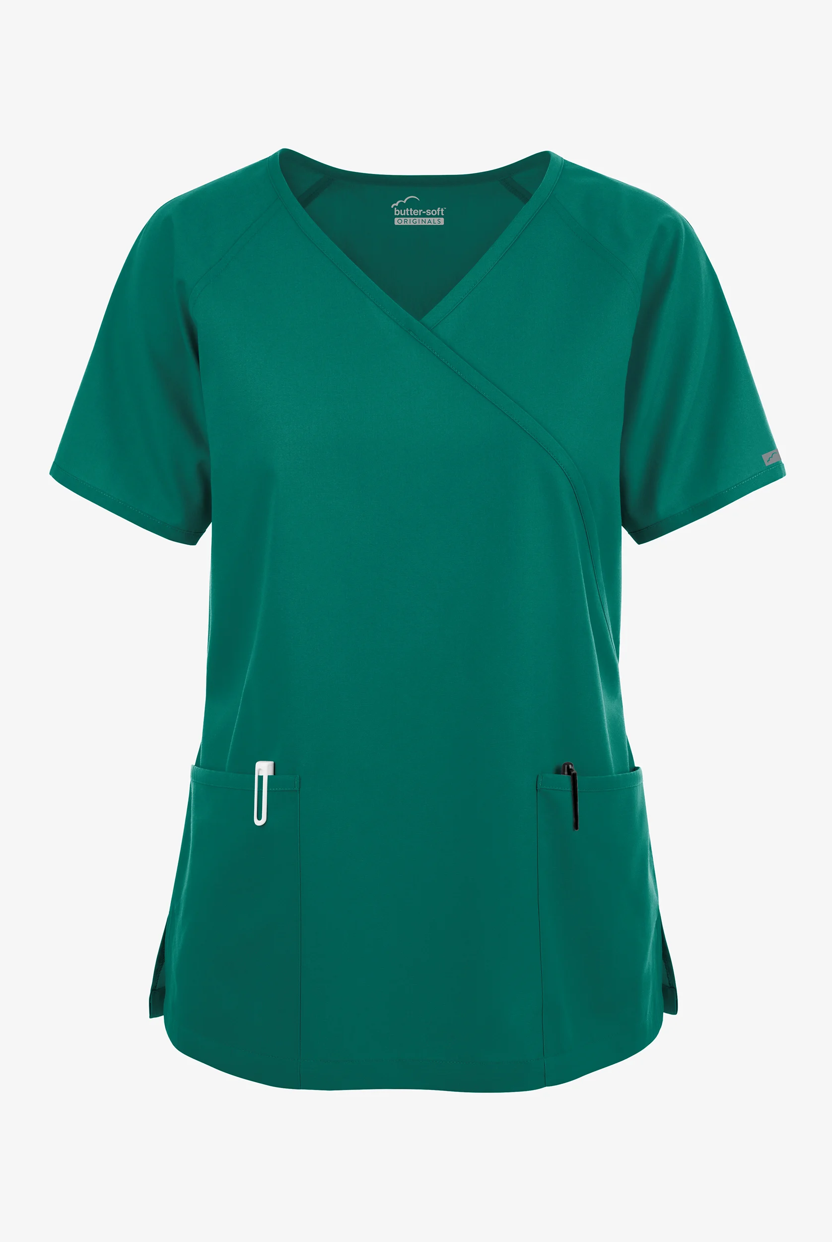 Butter-Soft Originals Women's 3-Pocket Mock Wrap Scrub Top