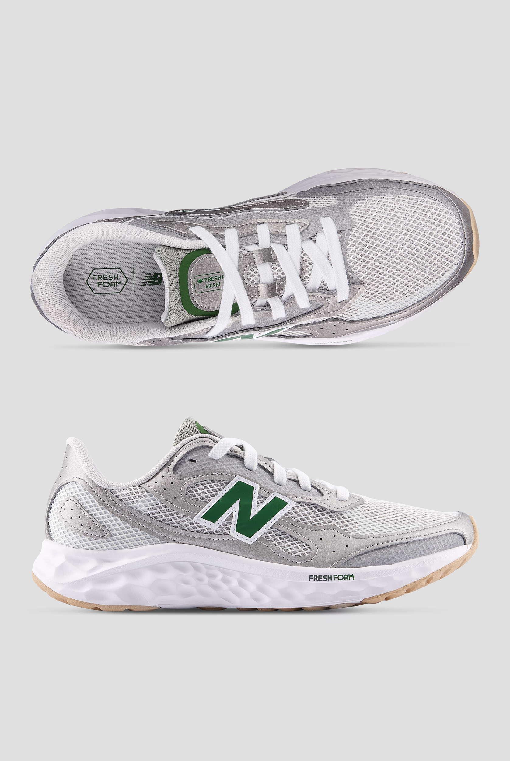 New Balance Men's Arishi Raincloud/Silver Metallic Athletic Lace Up Shoes